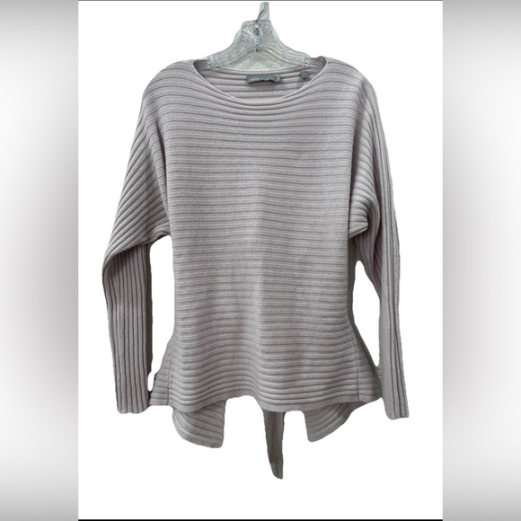 Vince Pink Wool Cashmere Sweater Tie Back Dolman Sleeve Ribbed Knit - Picture 2 of 5